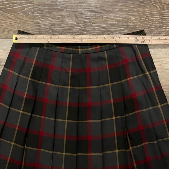 Vtg Pendleton 100% Wool Plaid Skirt 18 Midi Green Red Holiday USA Academia Retro - Picture 6 of 7